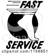 Clipart Of A Black And White Retro Fast Service Foot Royalty Free Vector Clipart