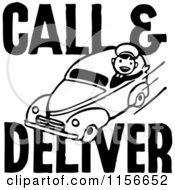 Poster, Art Print Of Black And White Retro Call And Deliver Man