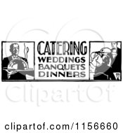 Poster, Art Print Of Black And White Retro Catering Food Service Sign