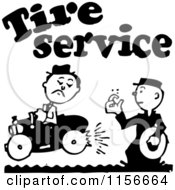 Poster, Art Print Of Black And White Retro Tire Service Man