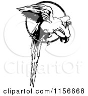 Clipart Of A Black And White Retro Parrot In A Ring Royalty Free Vector Clipart by BestVector