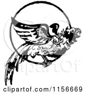 Poster, Art Print Of Black And White Retro Parrot In A Ring 2