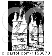 Poster, Art Print Of Black And White Retro Tropical Beach