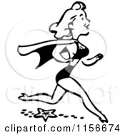 Black And White Retro Woman Running On A Beach With A Cape