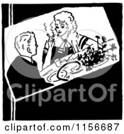 Poster, Art Print Of Black And White Retro Dining Couple
