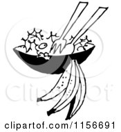 Clipart Of A Black And White Retro Salad Royalty Free Vector Clipart