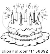 Poster, Art Print Of Black And White Retro Birthday Cake And Candles
