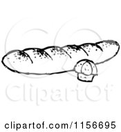 Clipart Of A Black And White Retro Muffin And Bread Royalty Free Vector Clipart