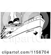 Clipart Of A Black And White Retro Ship 5 Royalty Free Vector Clipart
