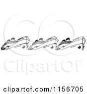 Clipart Of A Black And White Retro Ship Border Royalty Free Vector Clipart