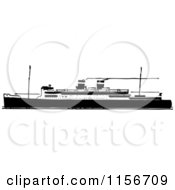 Clipart Of A Black And White Retro Ship 4 Royalty Free Vector Clipart