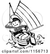 Poster, Art Print Of Black And White Retro Sailor In A Boat