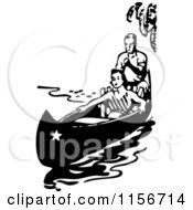 Poster, Art Print Of Black And White Retro Couple In A Boat