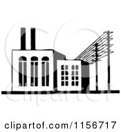Poster, Art Print Of Black And White Retro Factory Building