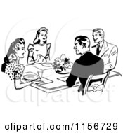 Poster, Art Print Of Black And White Retro Couples Dining Together