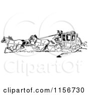 Poster, Art Print Of Black And White Retro Western Cowboys And A Stage Coach 2