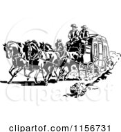 Black And White Retro Western Cowboys And A Stage Coach