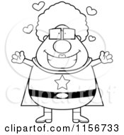 Poster, Art Print Of Black And White Plump Super Granny With Open Arms
