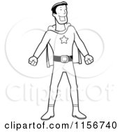 Cartoon Clipart Of A Black And White Super Hero Smiling Vector Outlined Coloring Page