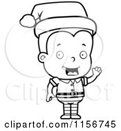 Poster, Art Print Of Black And White Blond Male Toddler Christmas Helper Waving