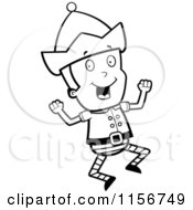 Poster, Art Print Of Black And White Christmas Elf Man Jumping