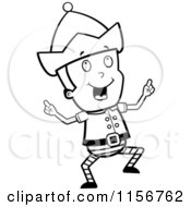 Poster, Art Print Of Black And White Christmas Elf Boy Doing A Happy Dance