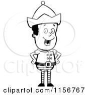Poster, Art Print Of Black And White Happy Elf Standing With His Hands On His Hips
