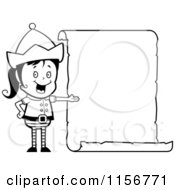 Poster, Art Print Of Black And White Female Christmas Elf Presenting A Blank List
