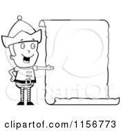 Poster, Art Print Of Black And White Male Christmas Elf Presenting A Blank List