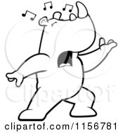 Poster, Art Print Of Black And White Rhino Singing And Lunging Forward