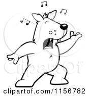 Poster, Art Print Of Black And White Singing Wolf With Music Notes