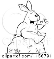 Poster, Art Print Of Black And White Rabbit Sitting And Waving