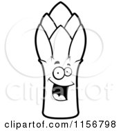 Poster, Art Print Of Black And White Happy Asparagus Character
