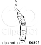 Cartoon Clipart Of A Black And White Happy Cigarette Vector Outlined Coloring Page by Cory Thoman