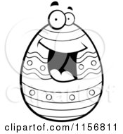 Cartoon Clipart Of A Black And White Happy Smiling Easter Egg Face Vector Outlined Coloring Page