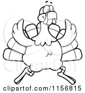 Cartoon Clipart Of A Black And White Turkey Bird On The Run Vector Outlined Coloring Page by Cory Thoman