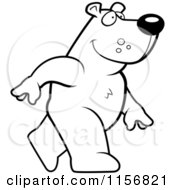 Cartoon Clipart Of A Black And White Bear Walking Upright Vector Outlined Coloring Page