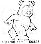 Poster, Art Print Of Black And White Toddler Walking In A Bear Costume