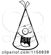 Poster, Art Print Of Black And White Happy Smiling Party Hat Character