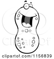 Cartoon Clipart Of A Black And White Happy Smiling Peanut Face Vector Outlined Coloring Page by Cory Thoman