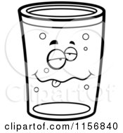 Cartoon Clipart Of A Black And White Drunk Pint Of Beer Vector Outlined Coloring Page