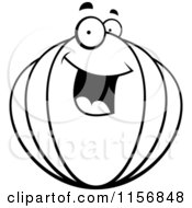 Cartoon Clipart Of A Black And White Happy Smiling Shell Vector Outlined Coloring Page by Cory Thoman