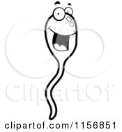 Poster, Art Print Of Black And White Happy Smiling Sperm Face