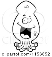 Poster, Art Print Of Black And White Happy Smiling Squid Face