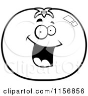 Poster, Art Print Of Black And White Happy Tomato Character