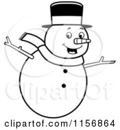 Poster, Art Print Of Black And White Happy Snowman Holding His Stick Arms Out