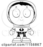 Cartoon Clipart Of A Black And White Space Ranger Boy In A Pressure Suit Vector Outlined Coloring Page