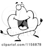 Cartoon Clipart Of A Black And White Happy Cloud Character Dancing Vector Outlined Coloring Page