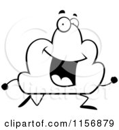 Cartoon Clipart Of A Black And White Running Cloud Vector Outlined Coloring Page