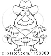 Poster, Art Print Of Black And White Plump Sheriff Ready To Draw His Pistols